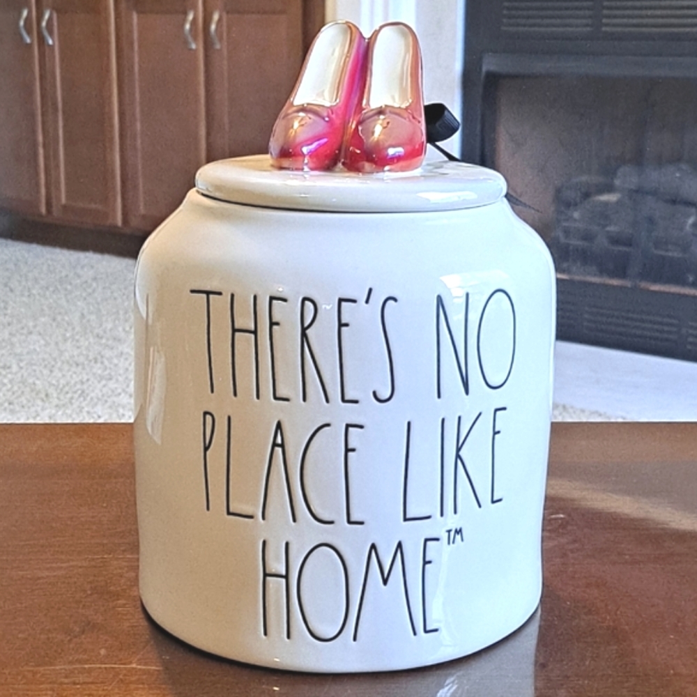 👠👠"There's No Place Like Home" Large Wizard Of Oz Canister With Red Shoes Lid